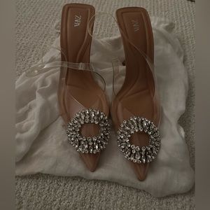 Zara jewel slingback heels